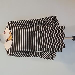 FAITH And Joy Black Tan Striped Top With Scoop Neck And Double Bell Sleeves XL